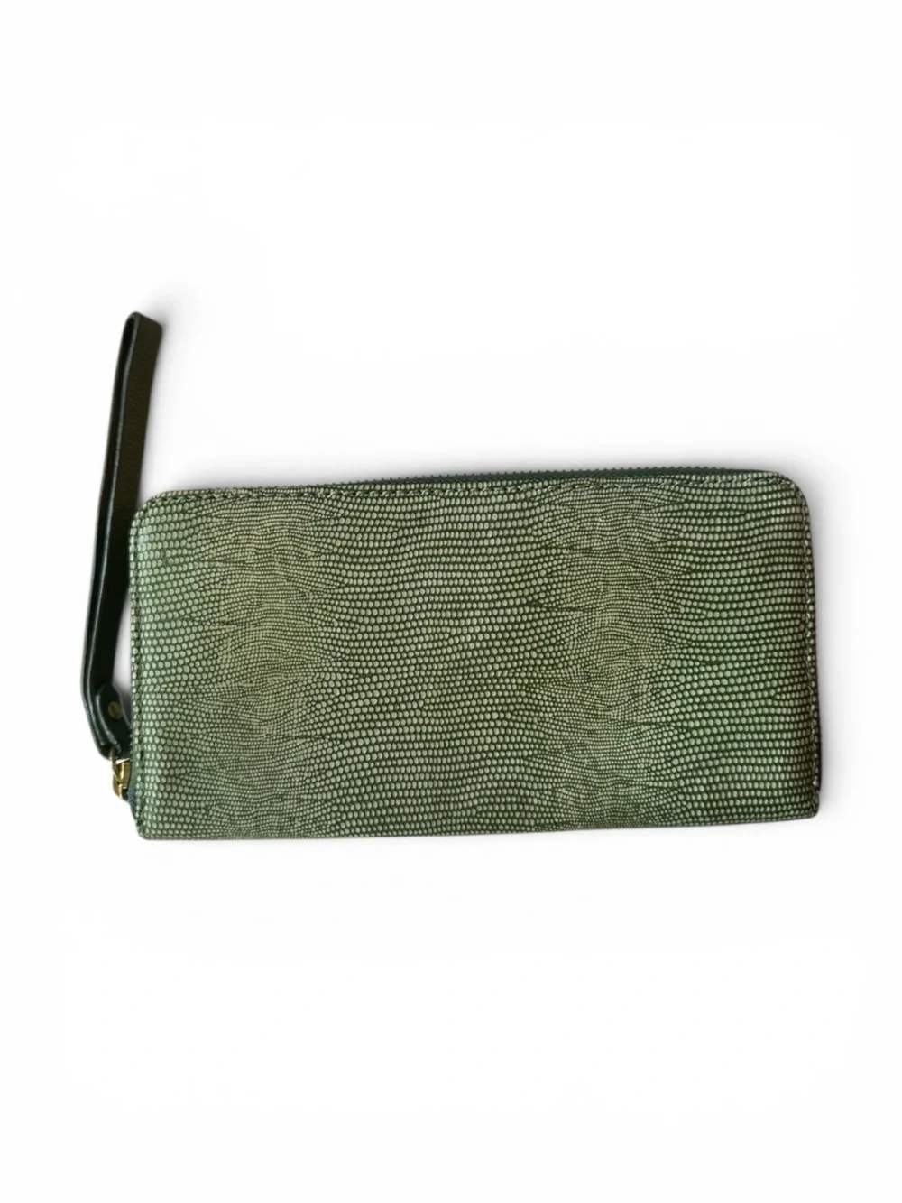 Fossil Jori Zip Clutch in Chive Green Lizard